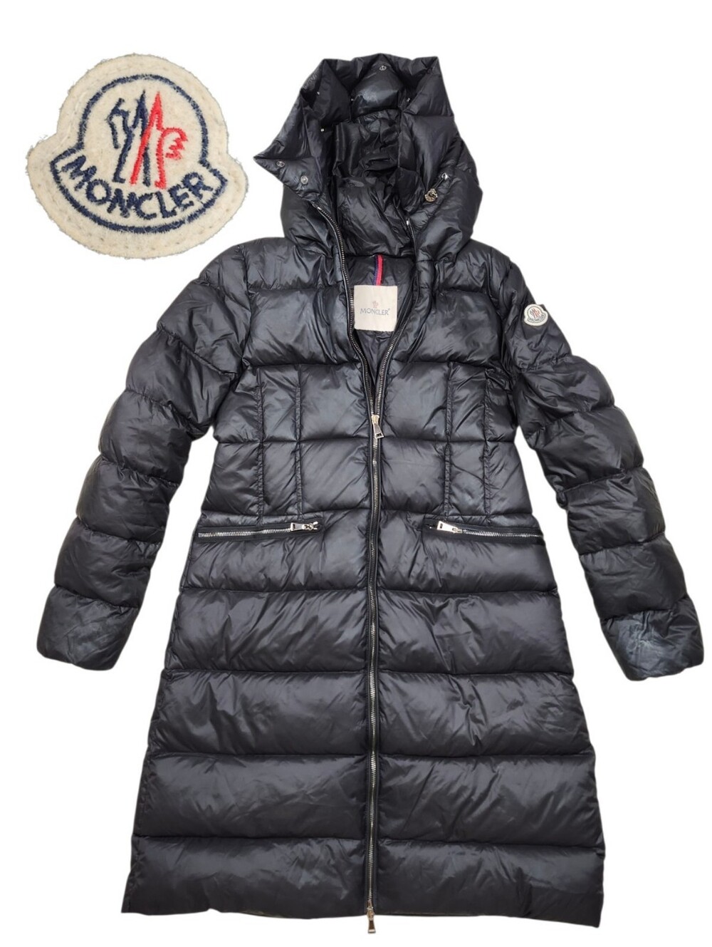 Moncler Womens Doudoune Legere Long Down Parka Coat Black Puffer 2 M Read Flaws